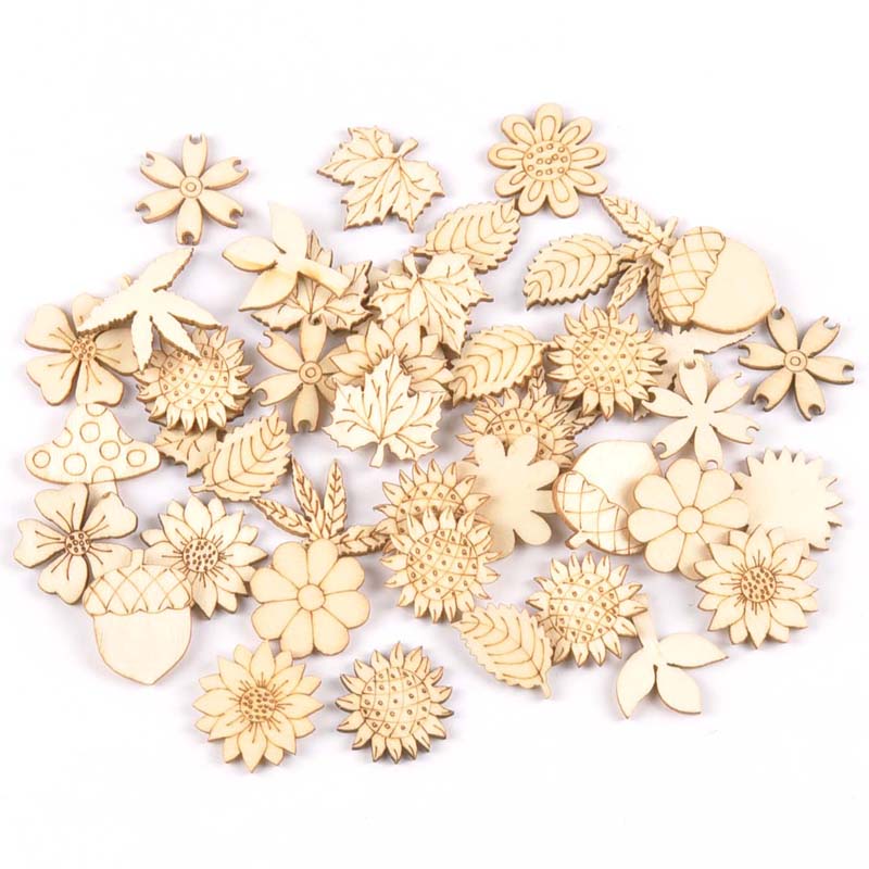 Home Decor Scrap - 30Pcs 25-30mm Wood DIY Accessories Natural