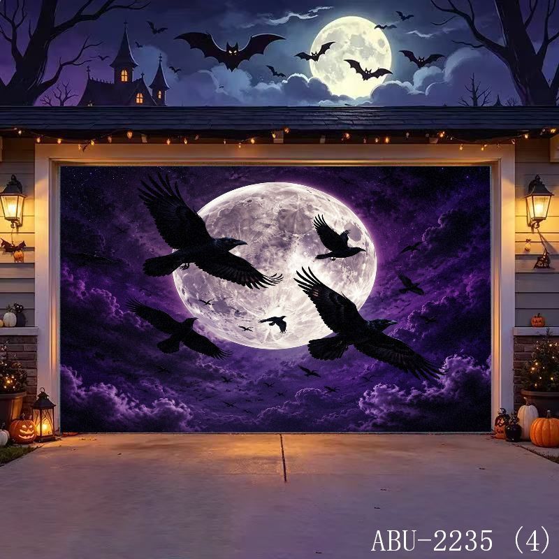 Aesthetic Tapestry - VIKAMA Halloween Full Moon Flying Crows