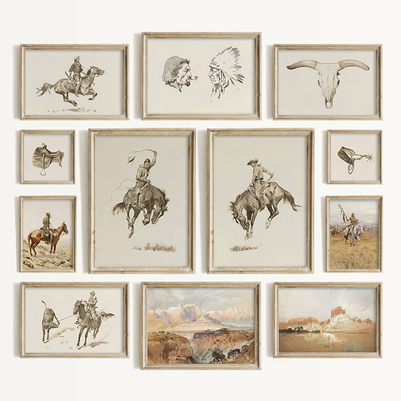 Home Decor Niche - Southwestern Style Cowboy Wall Art Vintage