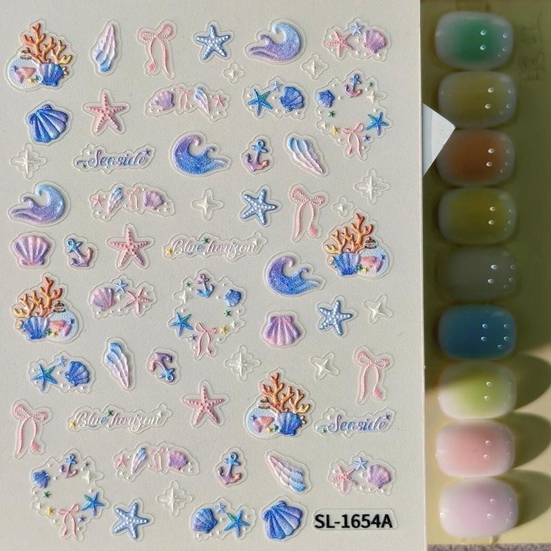 Home Decor Enthusiast - Embossed 3D Ocean Nail Art Stickers