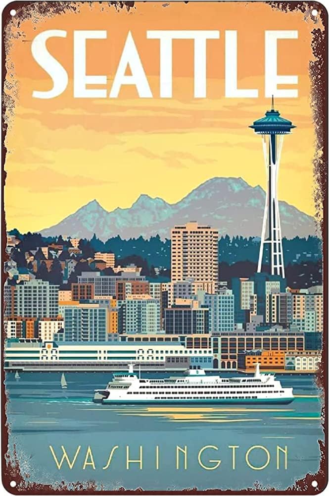Vintage Tin Sign Seattle Washi - Home Decor Usa recension och pris