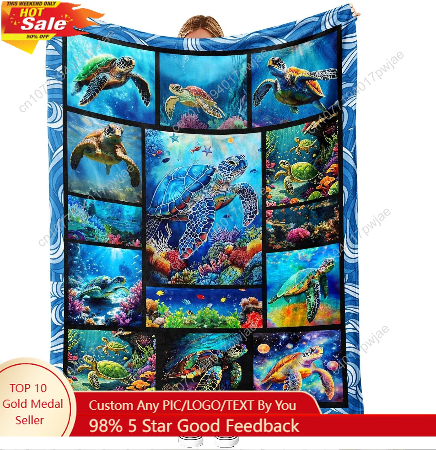 Sea Turtle Flannel Throw Blank - Home Decor Sofa recension och pris