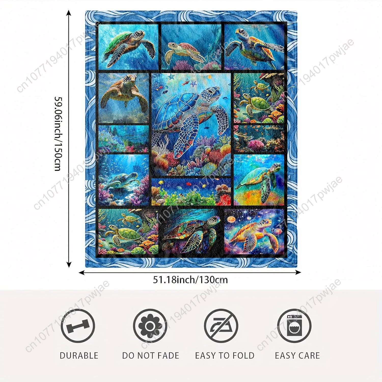 Sea Turtle Flannel Throw Blank - Home Decor Sofa recension och pris