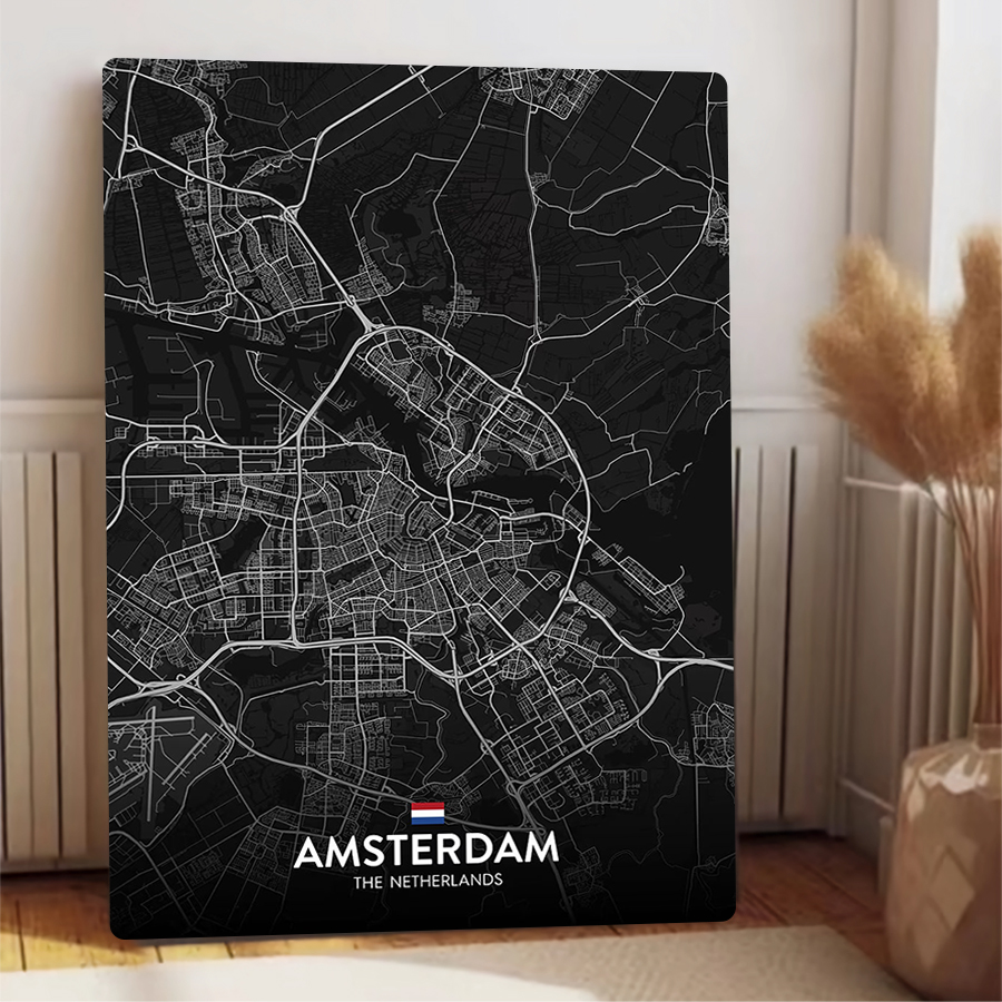 Custom Amsterdam City Map Meta - Home Decor Netherlands recension och pris