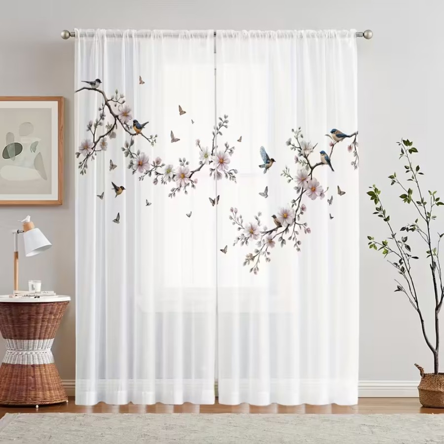 2PCS Digital Print Sheer Curta - Home Decor Wall Panels recension och pris