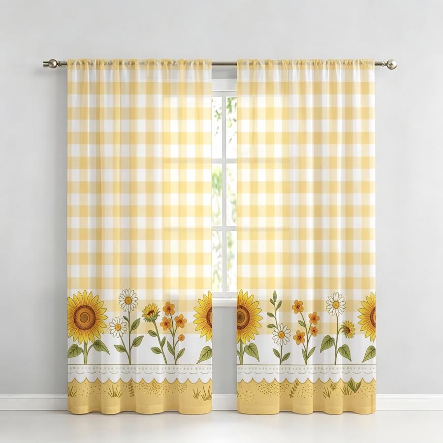 2PCS Digital Print Sheer Curta - Home Decor Wall Panels recension och pris