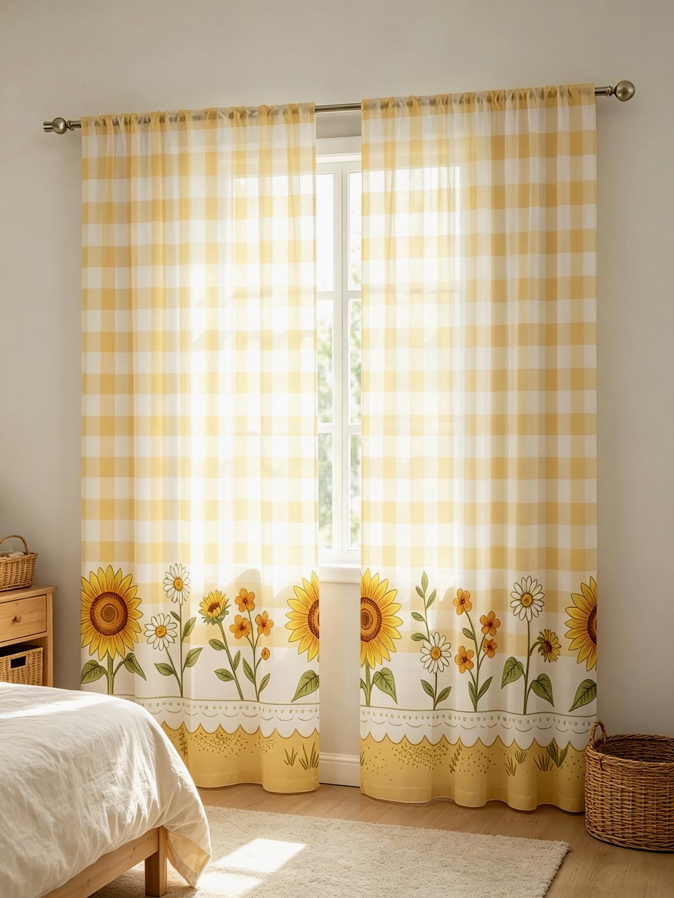 2PCS Digital Print Sheer Curta - Home Decor Wall Panels recension och pris