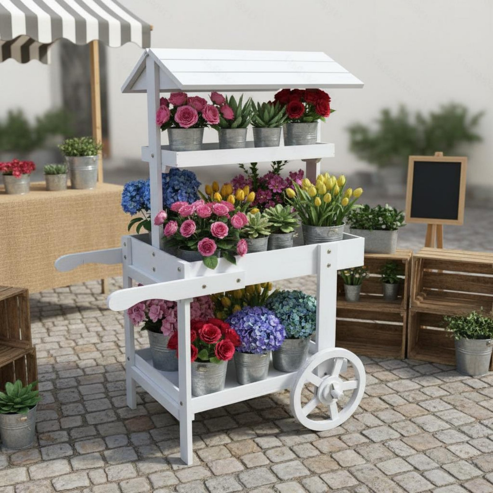 Wooden Flower Trolley Decorati - Home Decor Market recension och pris