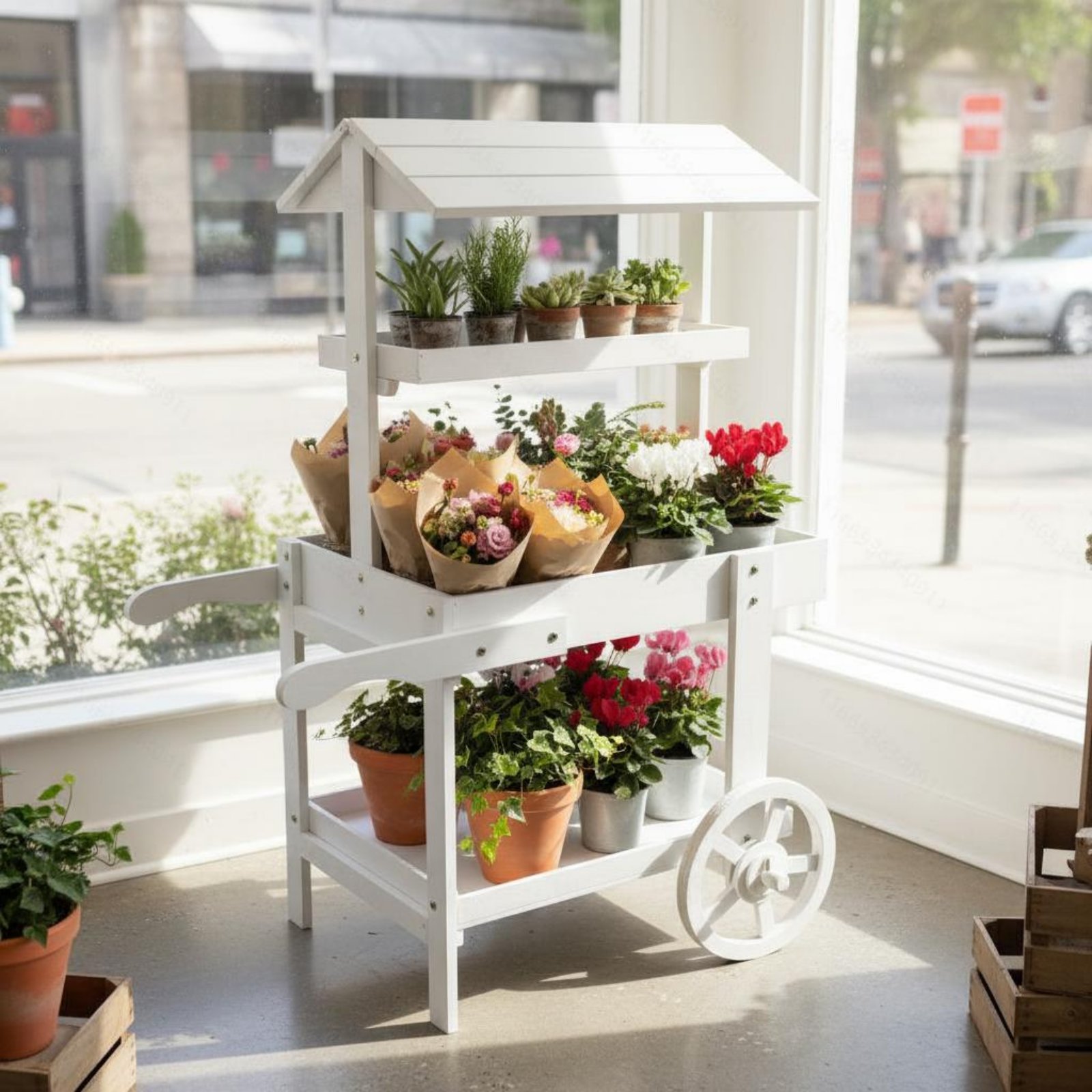 Wooden Flower Trolley Decorati - Home Decor Market recension och pris