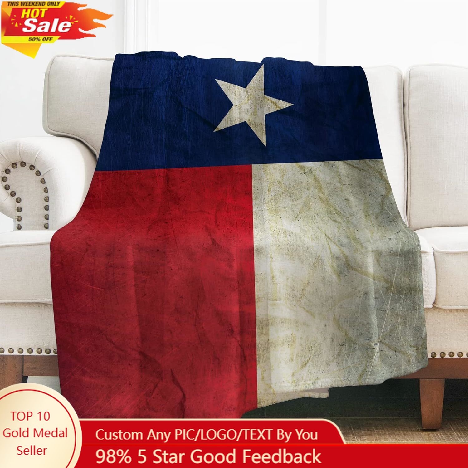 Levens Texas Flag Throw Blanke - Home Decor Sofa recension och pris