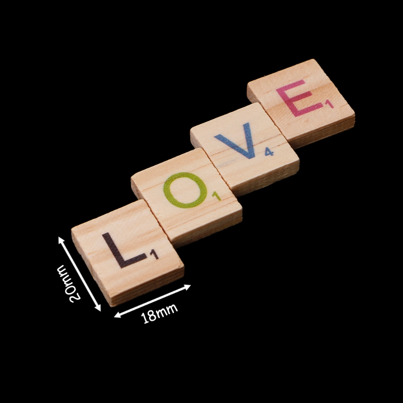 100PCS Wooden Tiles Colorful L - Wooden Letter Sign recension och pris