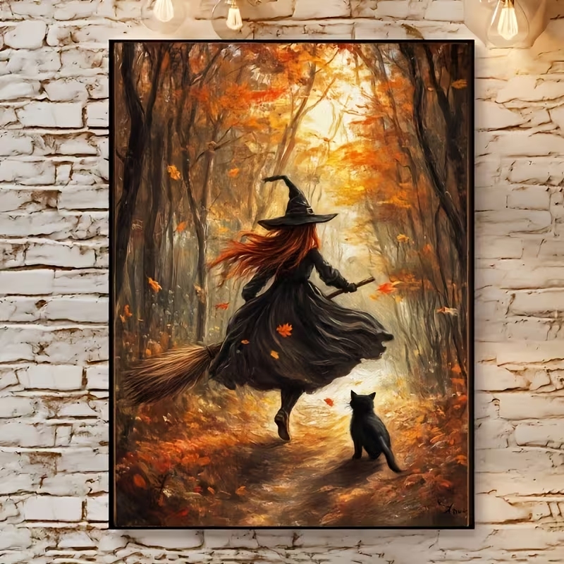 Retro Alloween Autumn Witch On - Home Decor Foto recension och pris