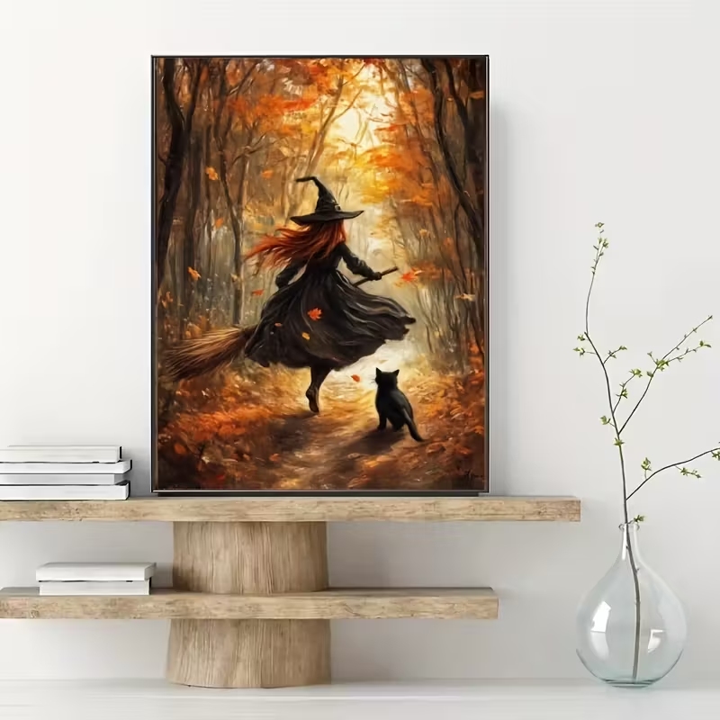 Retro Alloween Autumn Witch On - Home Decor Foto recension och pris