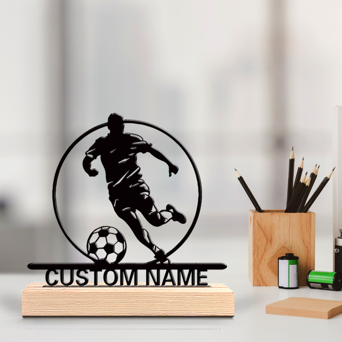 Custom Soccer Player Metal Sta - Home Decor Market recension och pris
