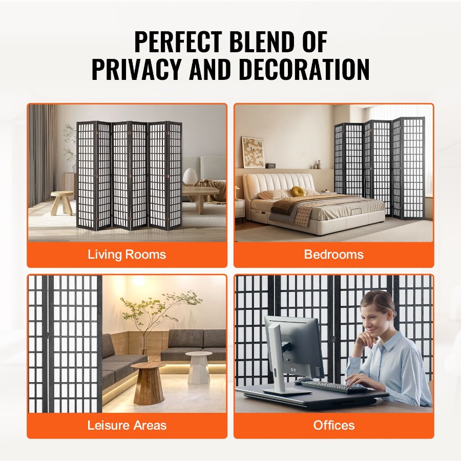 6 Panel Japanese Room Divider  - Home Decor Wall Panels recension och pris