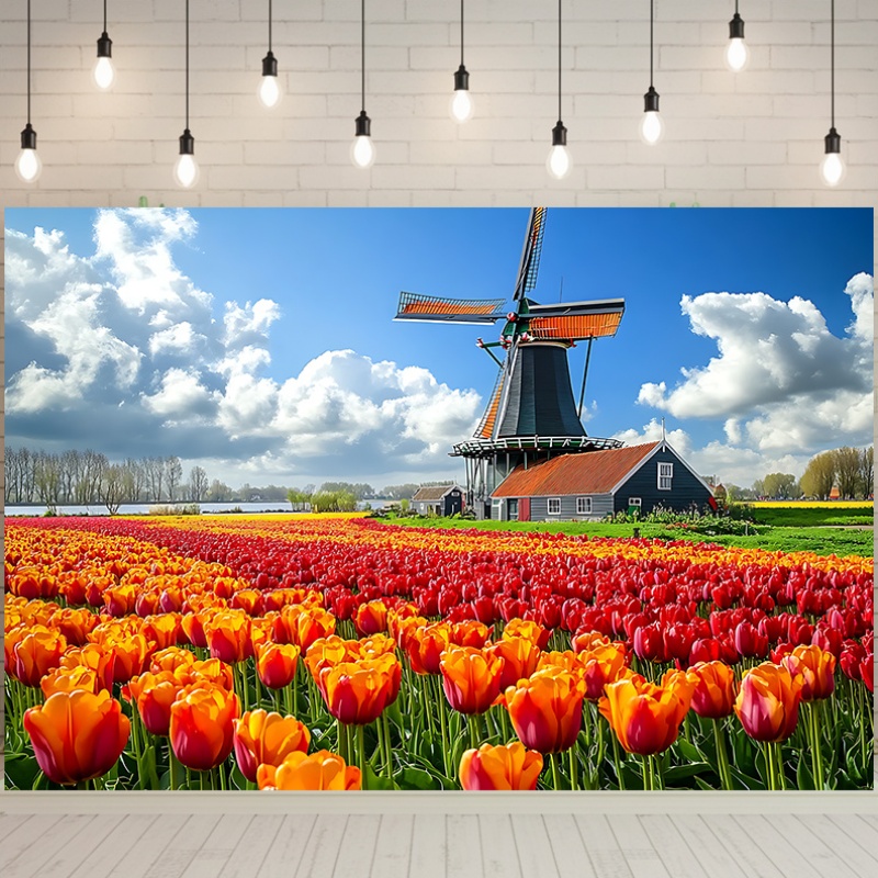 Windmill Tulip Field Netherlan - Home Decor Netherlands recension och pris