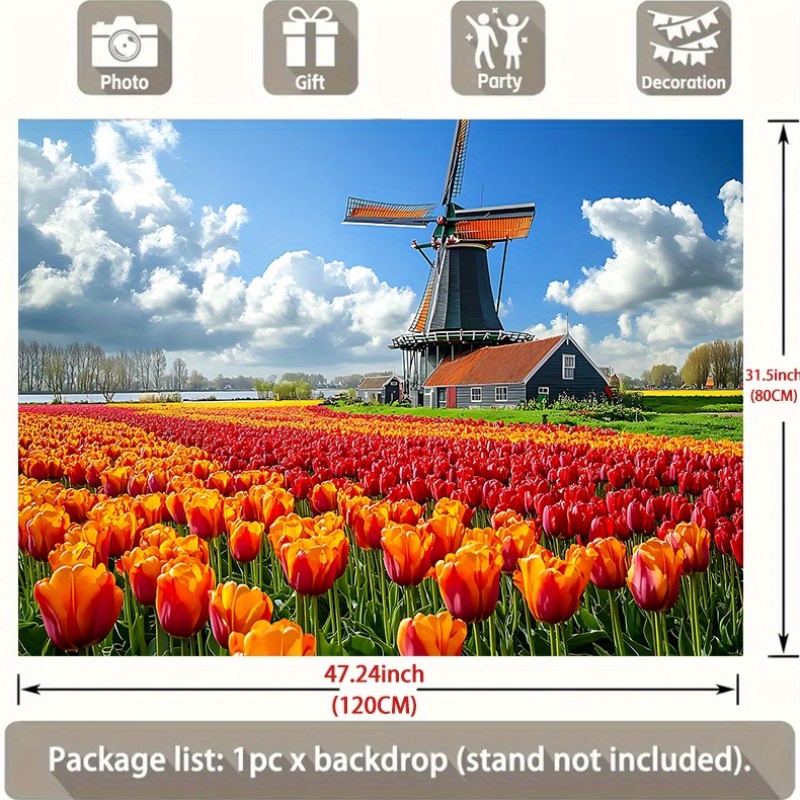 Windmill Tulip Field Netherlan - Home Decor Netherlands recension och pris