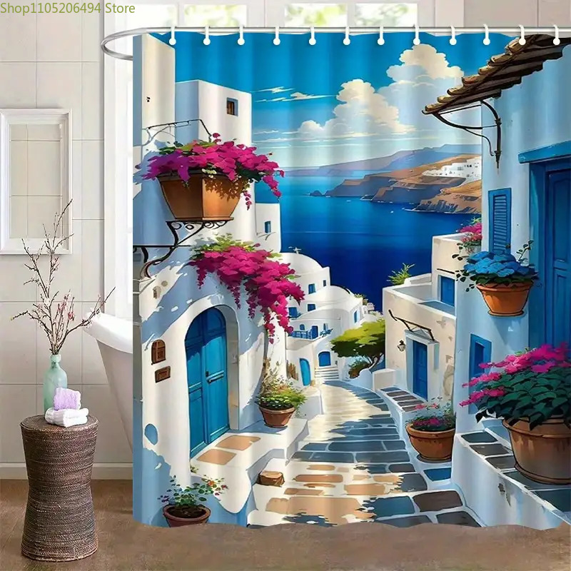 Santorini Greek Island Shower  - Home Decor Design Ideas recension och pris