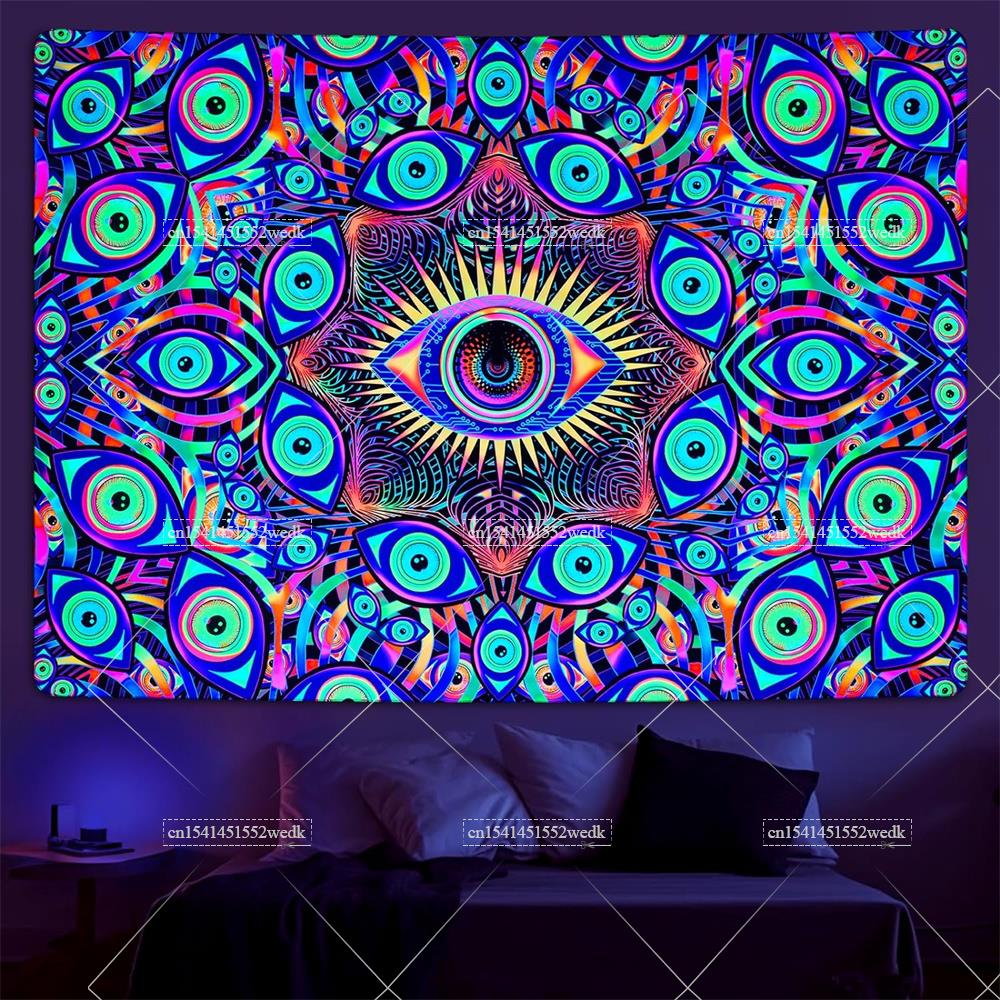 Blacklight Eyes Tapestry Boho  - Aesthetic Tapestry recension och pris
